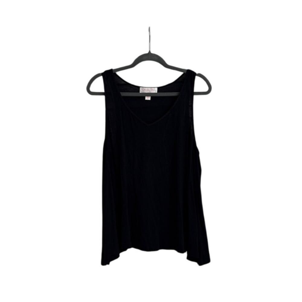 Oscar de la Renta Pink Label Black V Neck Asymmetrical Black Tank Top Size Large